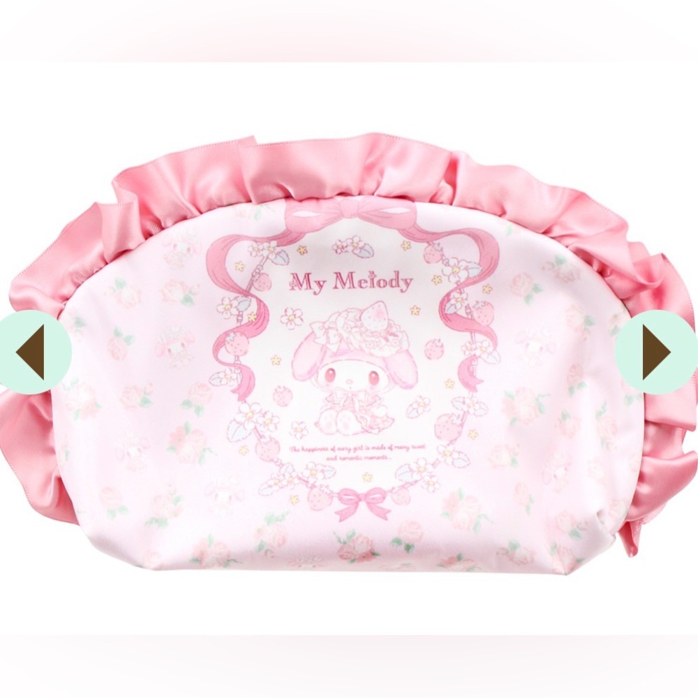 NWT My Melody Romantic Frill Rounded Zipped Pouch Sanrio Hello Kitty 2024